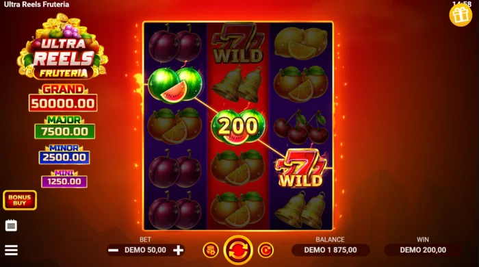 Ultra Reels Fruteria - betalingslinje med gylden syver